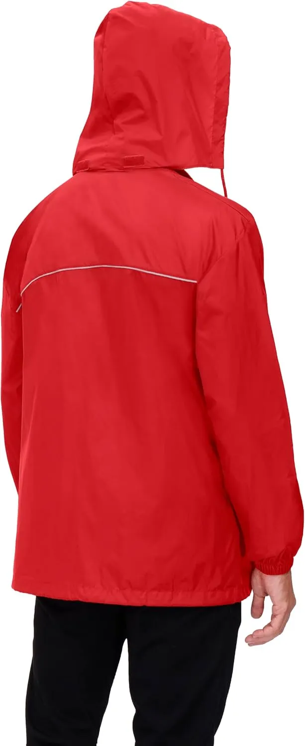 TIHEEN Men's Rain Jacket Cycling Running Jackets Waterproof Raincoat with Hood Windbreaker Hiking Jacket Rain Coat