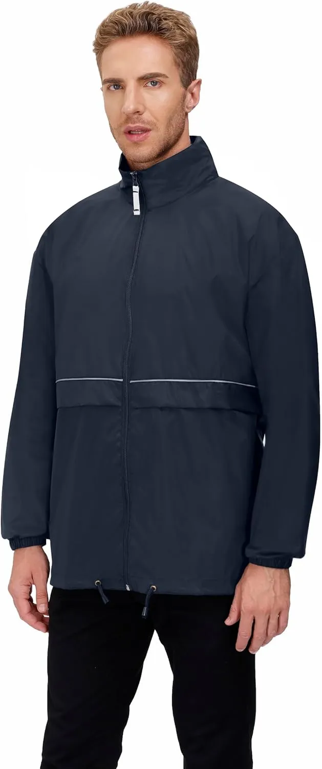 TIHEEN Men's Rain Jacket Cycling Running Jackets Waterproof Raincoat with Hood Windbreaker Hiking Jacket Rain Coat