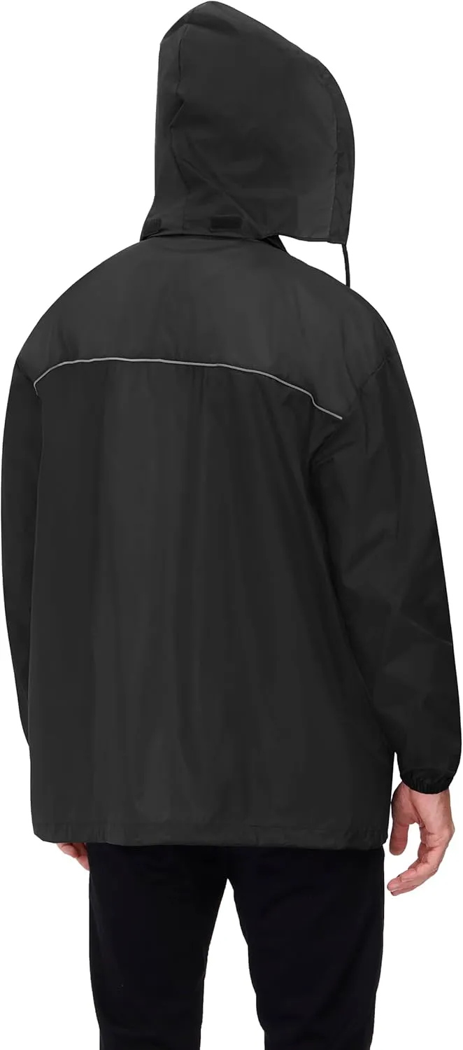 TIHEEN Men's Rain Jacket Cycling Running Jackets Waterproof Raincoat with Hood Windbreaker Hiking Jacket Rain Coat