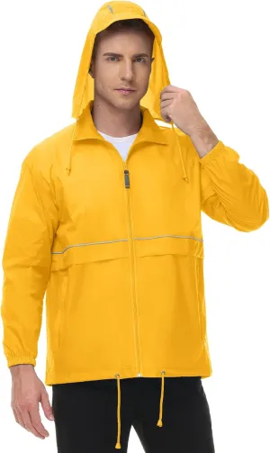 TIHEEN Men's Rain Jacket Cycling Running Jackets Waterproof Raincoat with Hood Windbreaker Hiking Jacket Rain Coat