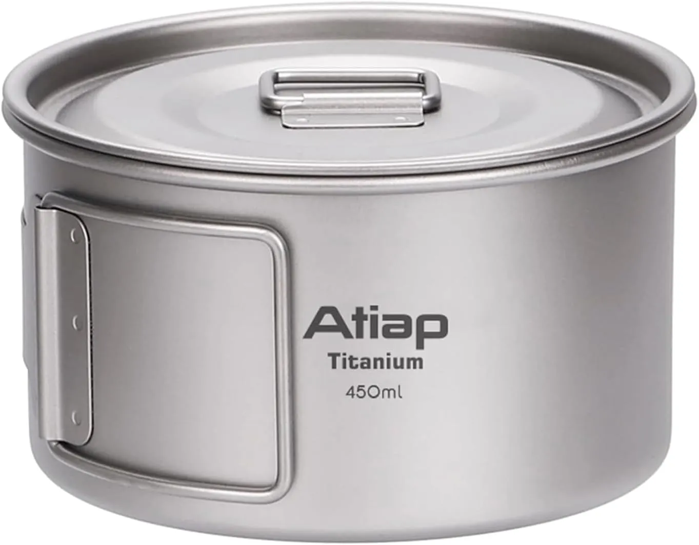Titanium Bowl Pot with Foldable Handle, Single-Wall Titanium Cooking Tableware Bowl with Folding Handle for Outdoor Camping Hiking Picnic (450ML with Lid)