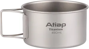 Titanium Bowl Pot with Foldable Handle, Single-Wall Titanium Cooking Tableware Bowl with Folding Handle for Outdoor Camping Hiking Picnic (450ML)