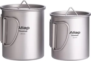 Titanium Pot 450ML 300ML Coffee Pot Mug Camping Pot with Lid Foldable Handle Portable Lightweight