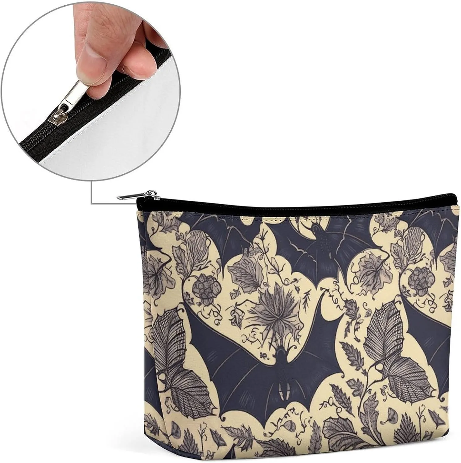 Toiletry Bag for Women Bat Print Cosmetic Bag Portable Capacity Travel Makeup Bags with Zipper Lightweight Cute Beauty Makeup Organizer for Traveling, Accessories, Essentials