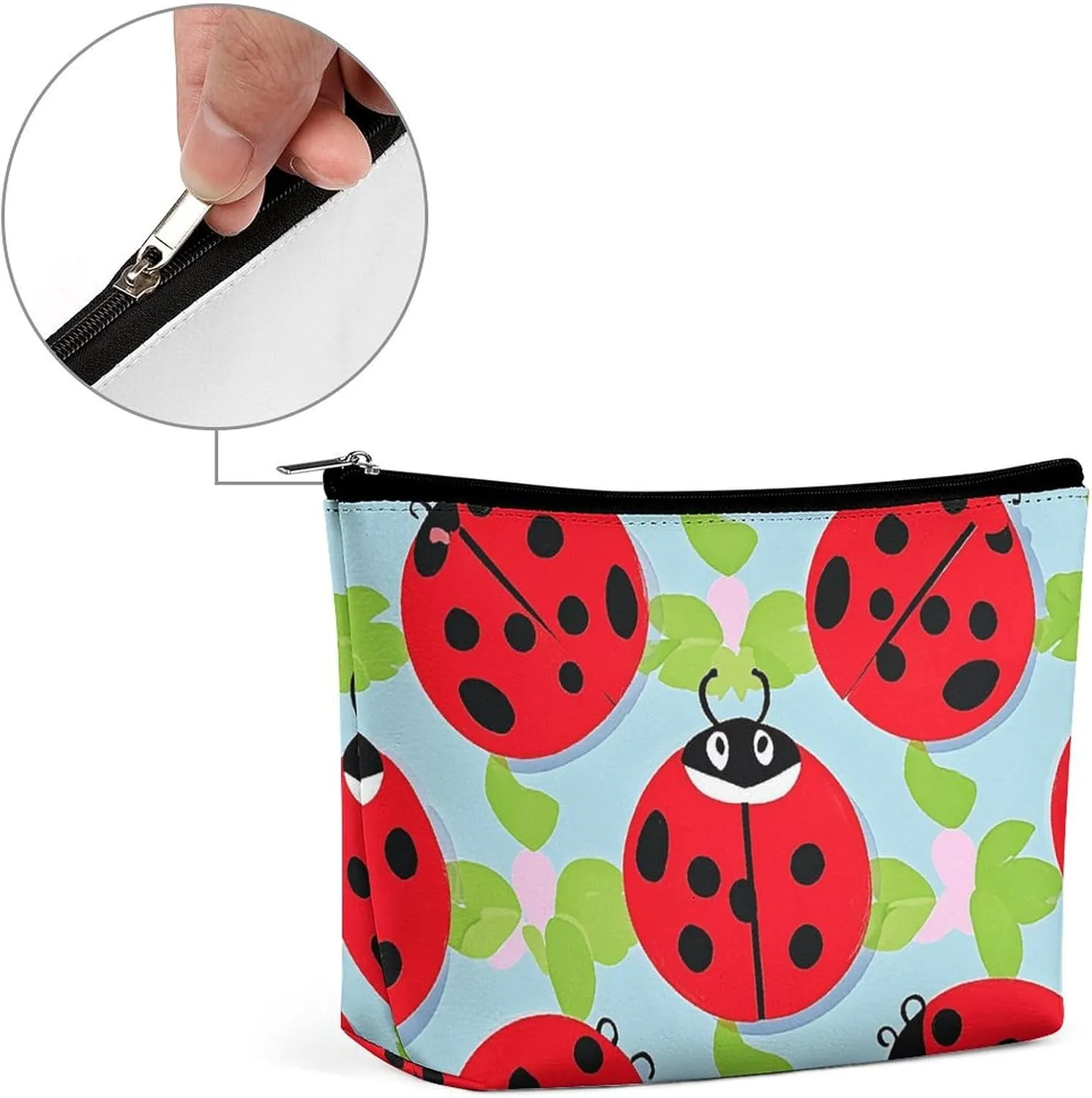 Toiletry Bag for Women Red Ladybug Pattern Cosmetic Bag Portable Capacity Travel Makeup Bags with Zipper Lightweight Cute Beauty Makeup Organizer for Traveling, Accessories, Essentials