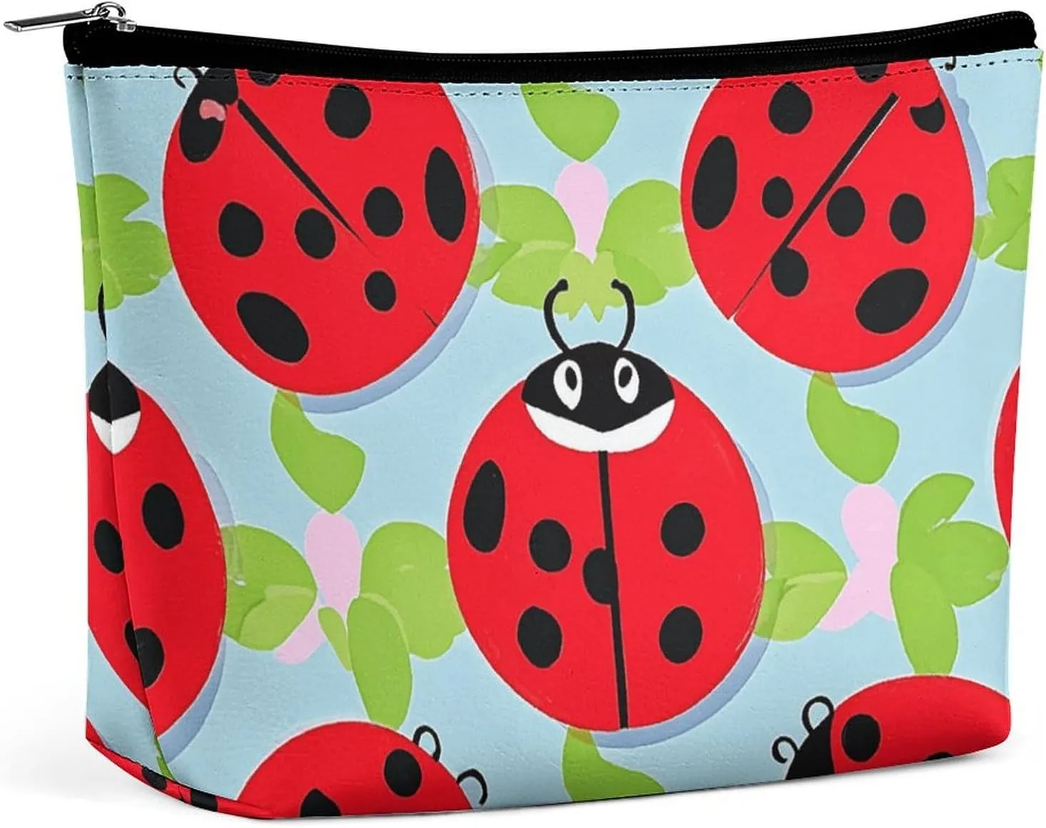 Toiletry Bag for Women Red Ladybug Pattern Cosmetic Bag Portable Capacity Travel Makeup Bags with Zipper Lightweight Cute Beauty Makeup Organizer for Traveling, Accessories, Essentials