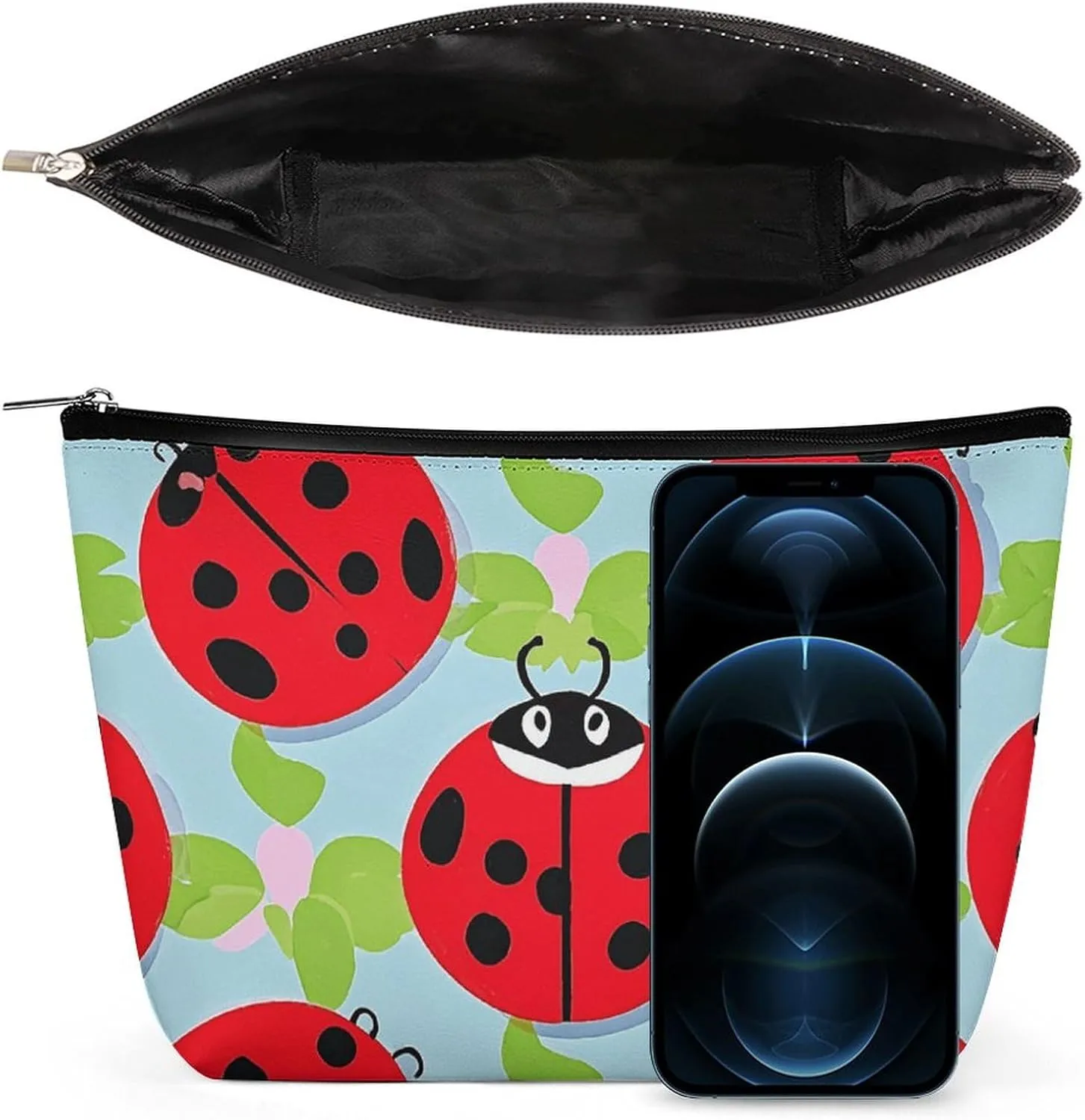 Toiletry Bag for Women Red Ladybug Pattern Cosmetic Bag Portable Capacity Travel Makeup Bags with Zipper Lightweight Cute Beauty Makeup Organizer for Traveling, Accessories, Essentials