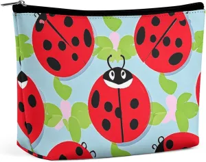 Toiletry Bag for Women Red Ladybug Pattern Cosmetic Bag Portable Capacity Travel Makeup Bags with Zipper Lightweight Cute Beauty Makeup Organizer for Traveling, Accessories, Essentials