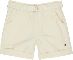 Tommy Hilfiger Girl's Lightweight Paperbag Waist Shorts With Embroidered Logo Belt