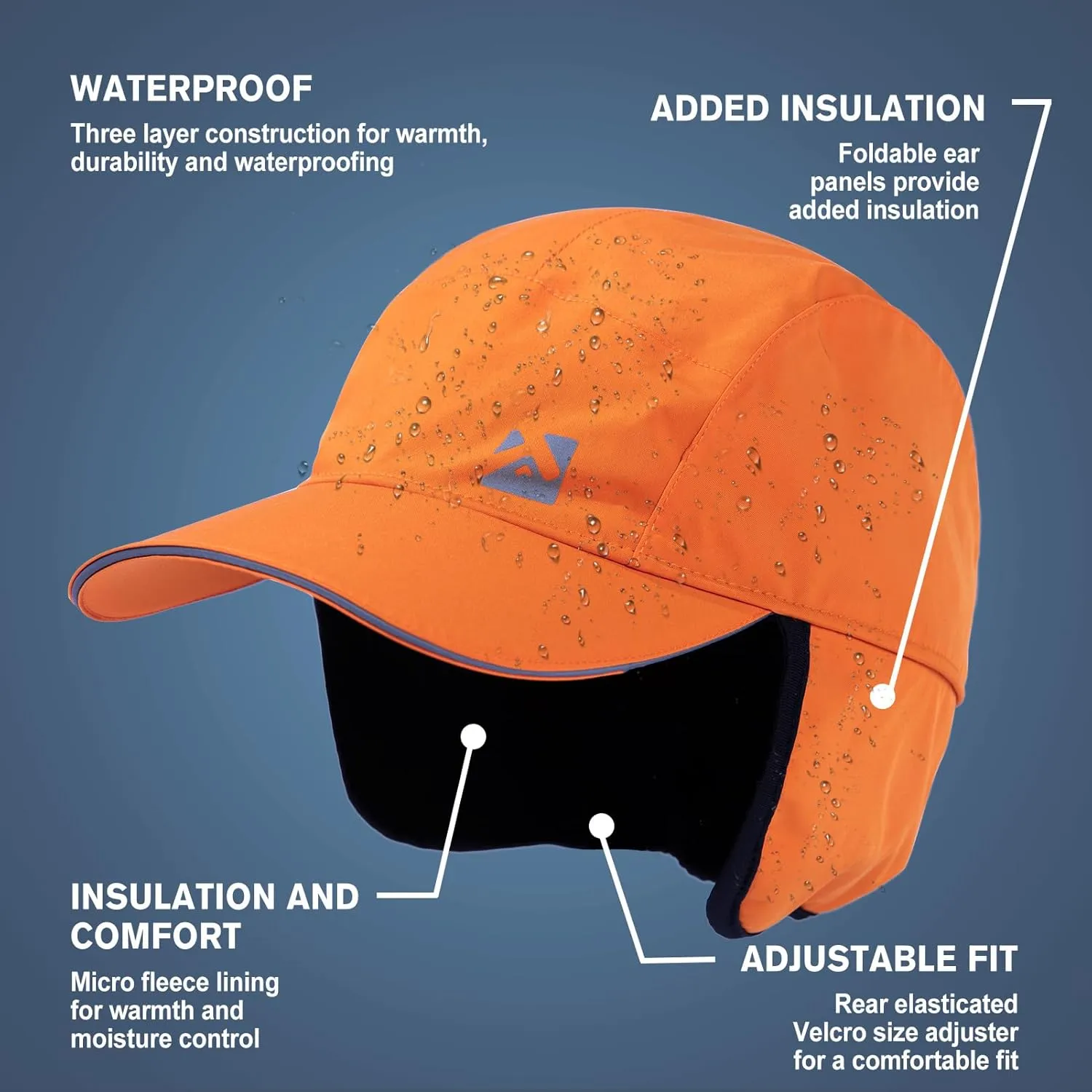 TOP-EX Oversize XL XXL Men's Waterproof Winter Baseball Cap Fleece Earflap Trapper Hat for Cold Weather Large Heads