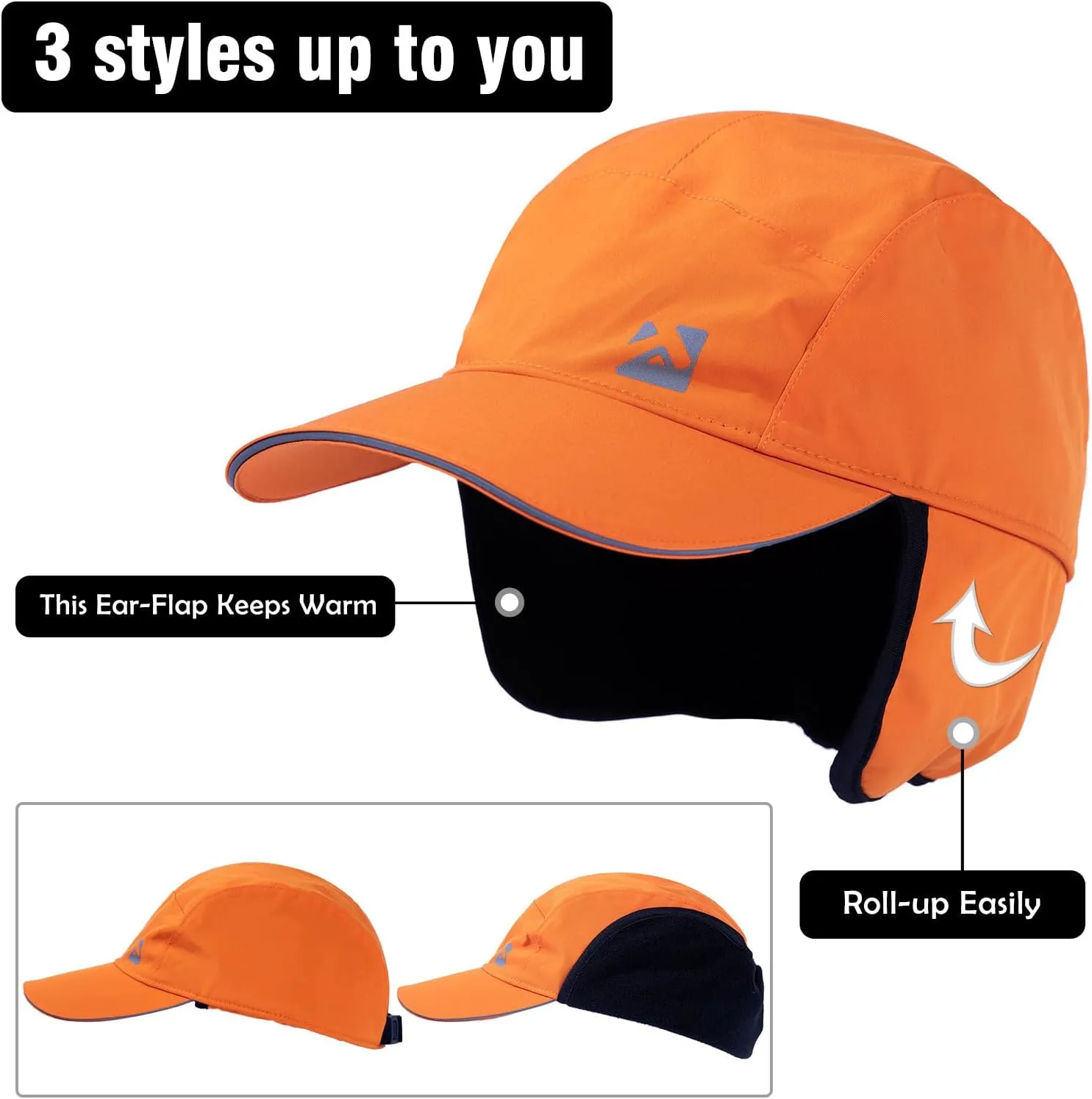TOP-EX Oversize XL XXL Men's Waterproof Winter Baseball Cap Fleece Earflap Trapper Hat for Cold Weather Large Heads