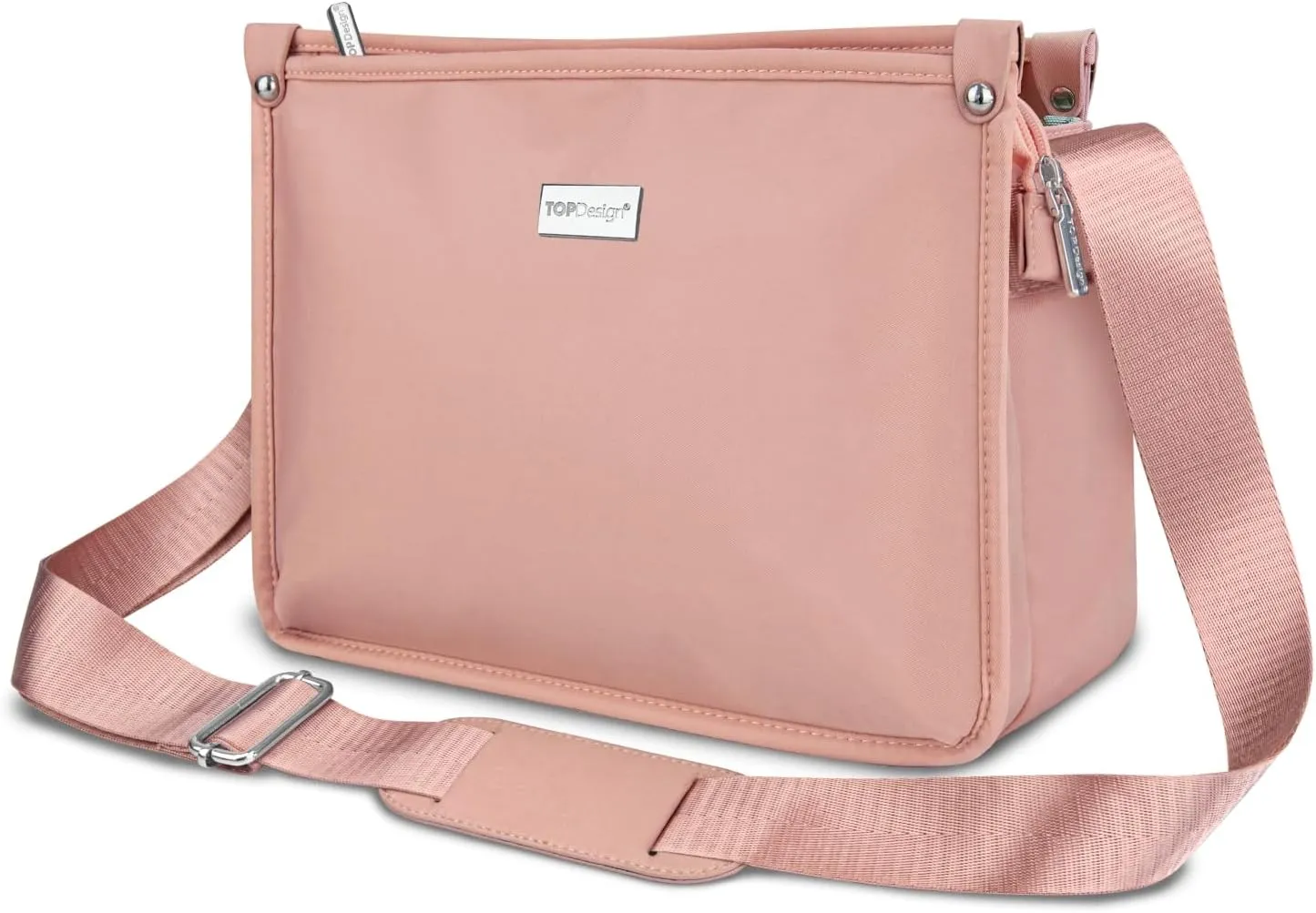 TOPDesign Lightweight Women Crossbody Bag, Shoulder Purse with Multiple Pockets, Triple Zip Handbag with Shoulder Strap