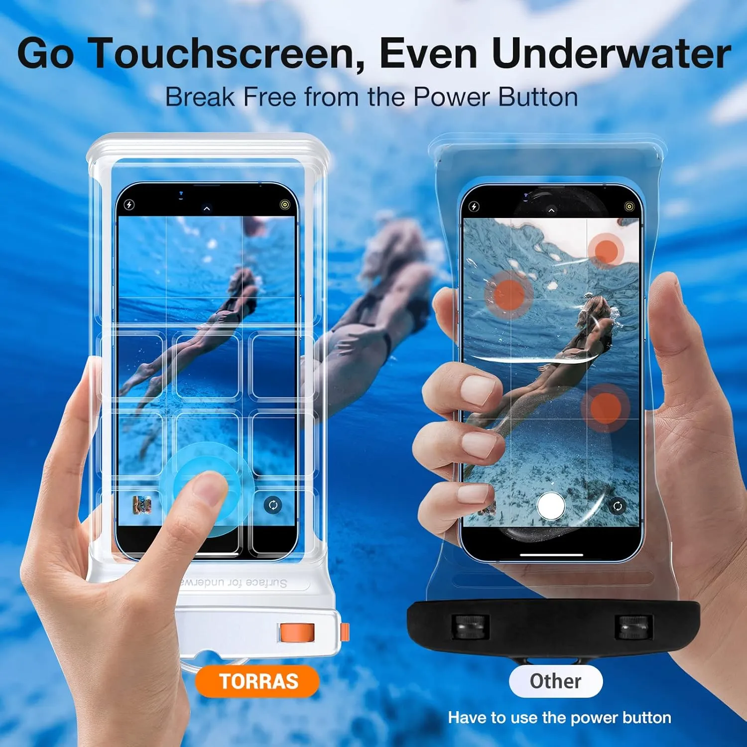 TORRAS Icecube IPX8 Waterproof Phone Pouch, Underwater Screen Touchable, Waterproof Phone Case for Snorkeling, Adjustable Lanyard, Beach Accessories for iPhone 14 Pro Max/ 13/12/ Samsung, White-8.0''