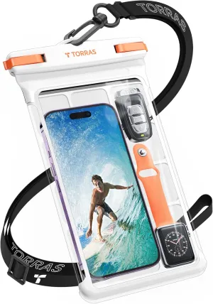 TORRAS Icecube IPX8 Waterproof Phone Pouch, Underwater Screen Touchable, Waterproof Phone Case for Snorkeling, Adjustable Lanyard, Beach Accessories for iPhone 14 Pro Max/ 13/12/ Samsung, White-8.0''