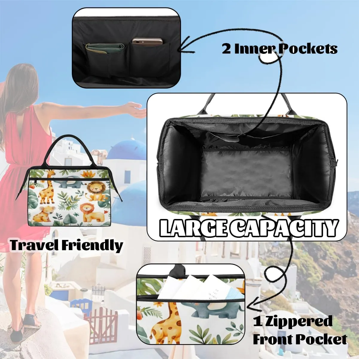 Tote Bag for Women, Lightweight Tote Bag with Zipper, Large Shoulder Bag Handbag for Travel, Work
