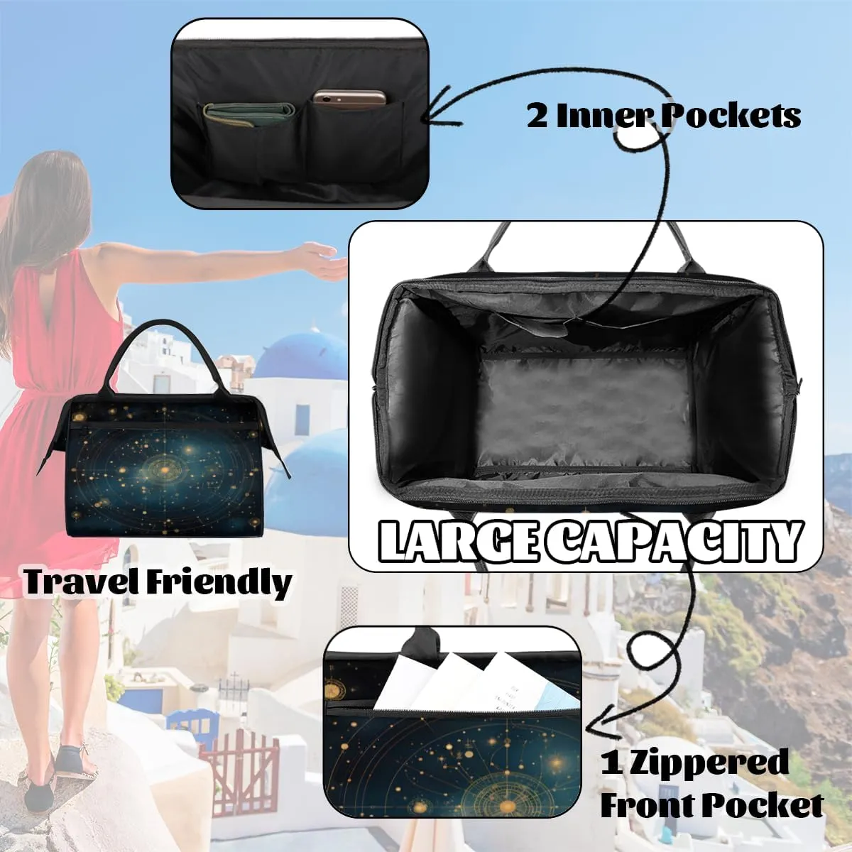 Tote Bag for Women, Lightweight Tote Bag with Zipper, Large Shoulder Bag Handbag for Travel, Work