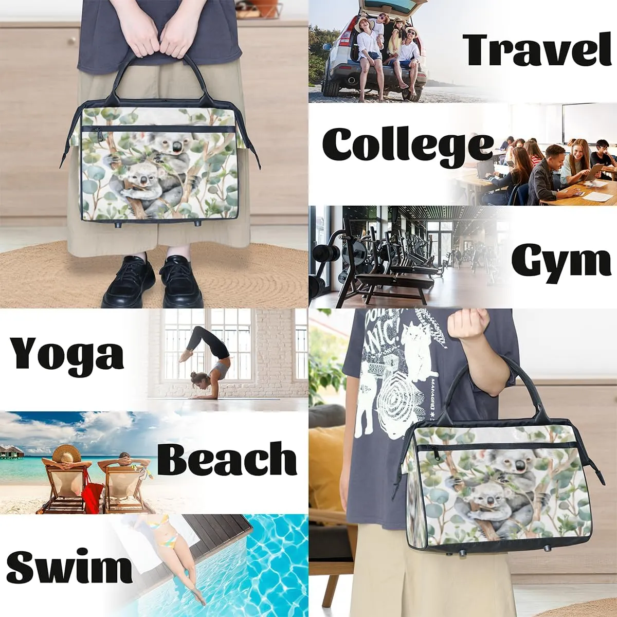 Tote Bag for Women with Zipper, Lightweight Travel Tote Bag Large Shoulder Bag Handbag for Work, Gym