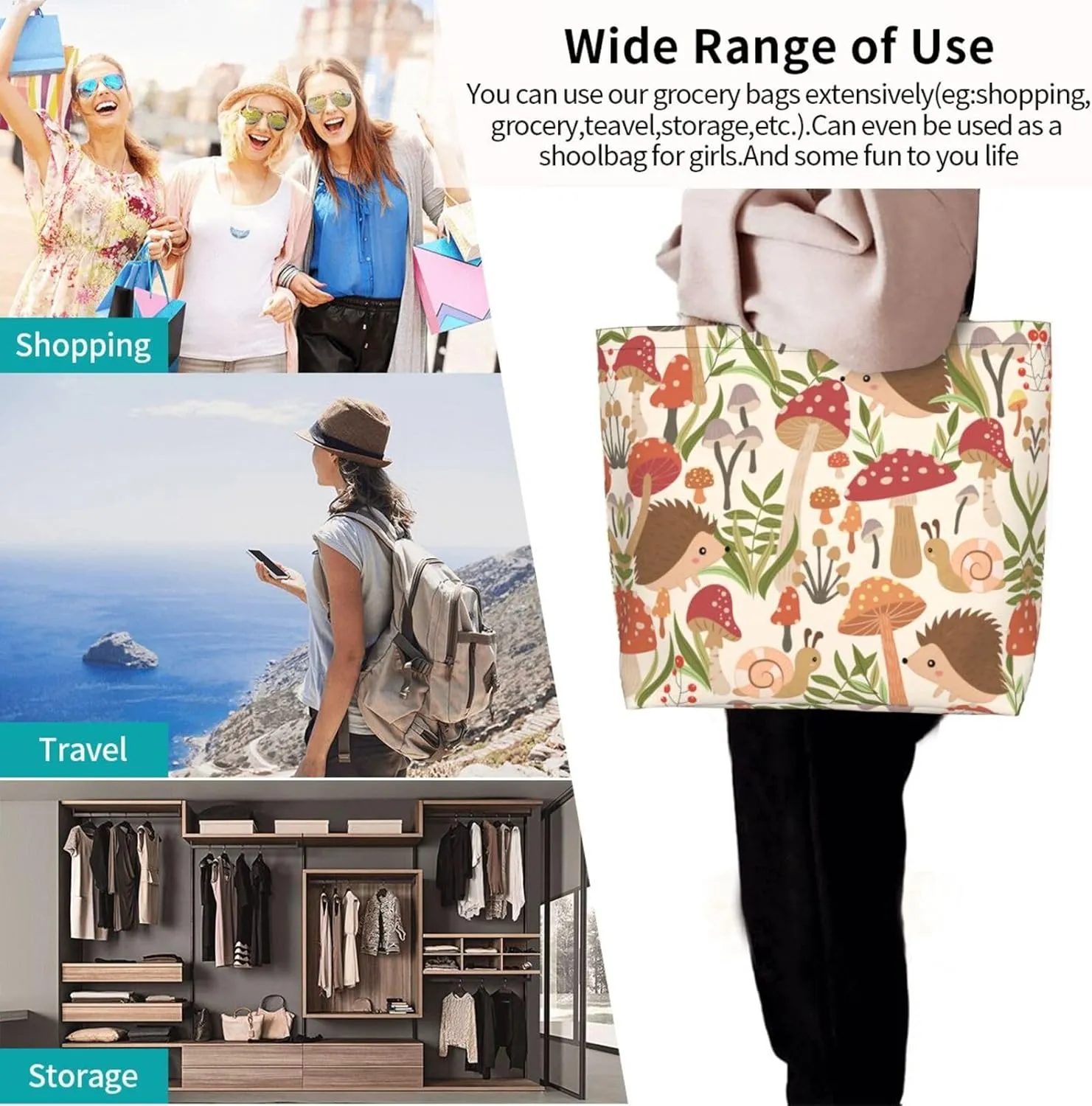 Tote Shoulder Bag Large Durable Handbag Lightweight Stylish for Daily Use-19.7x15.7x5.9 Inch