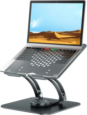 Tounee Adjustable Computer Stand with 360 Rotating Base, Ergonomic Laptop Riser for Desk, Compatible with Air, Pro, All Laptops 10-16" - Gray