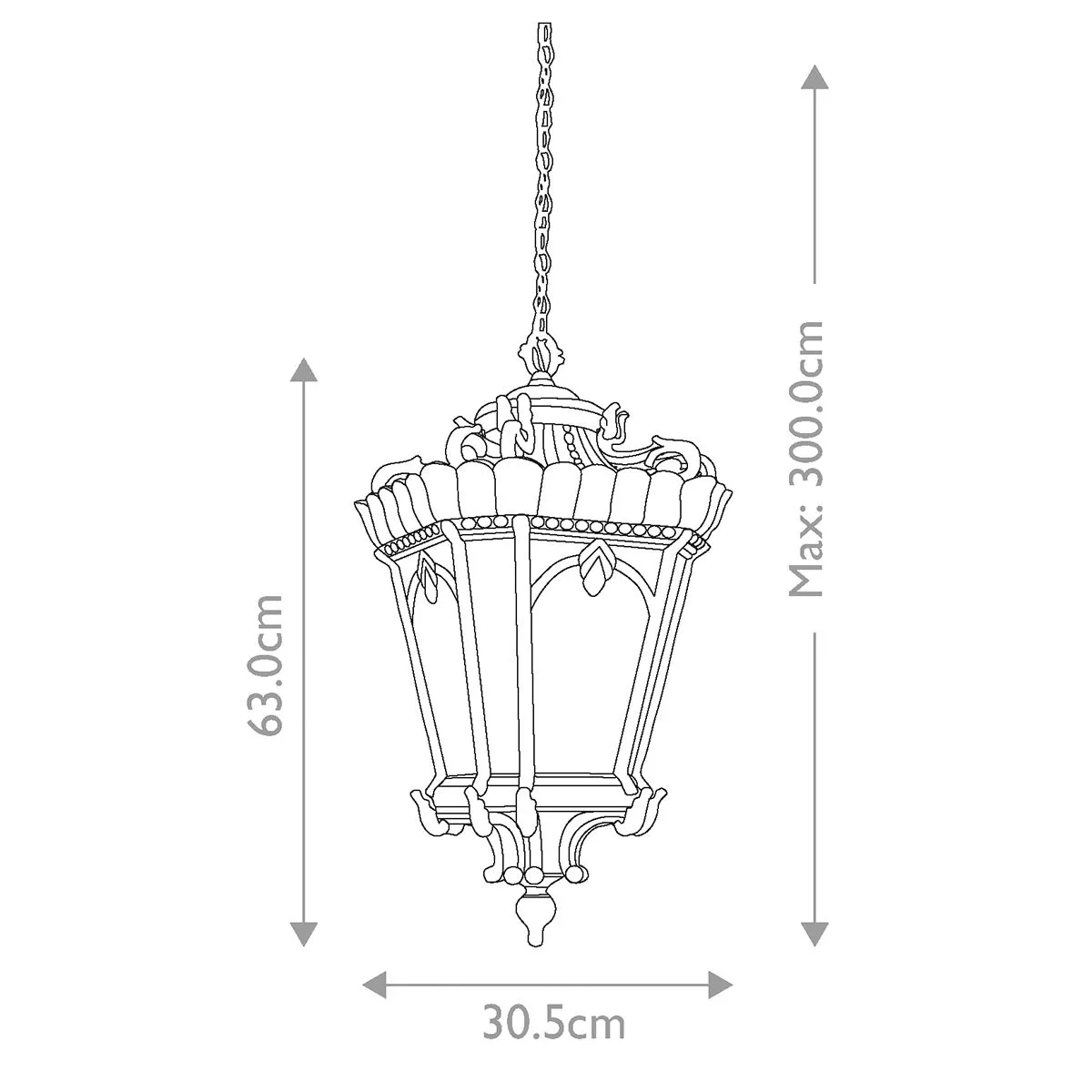 Tournai 3 Light Extra Large Chain Lantern | Londonderry