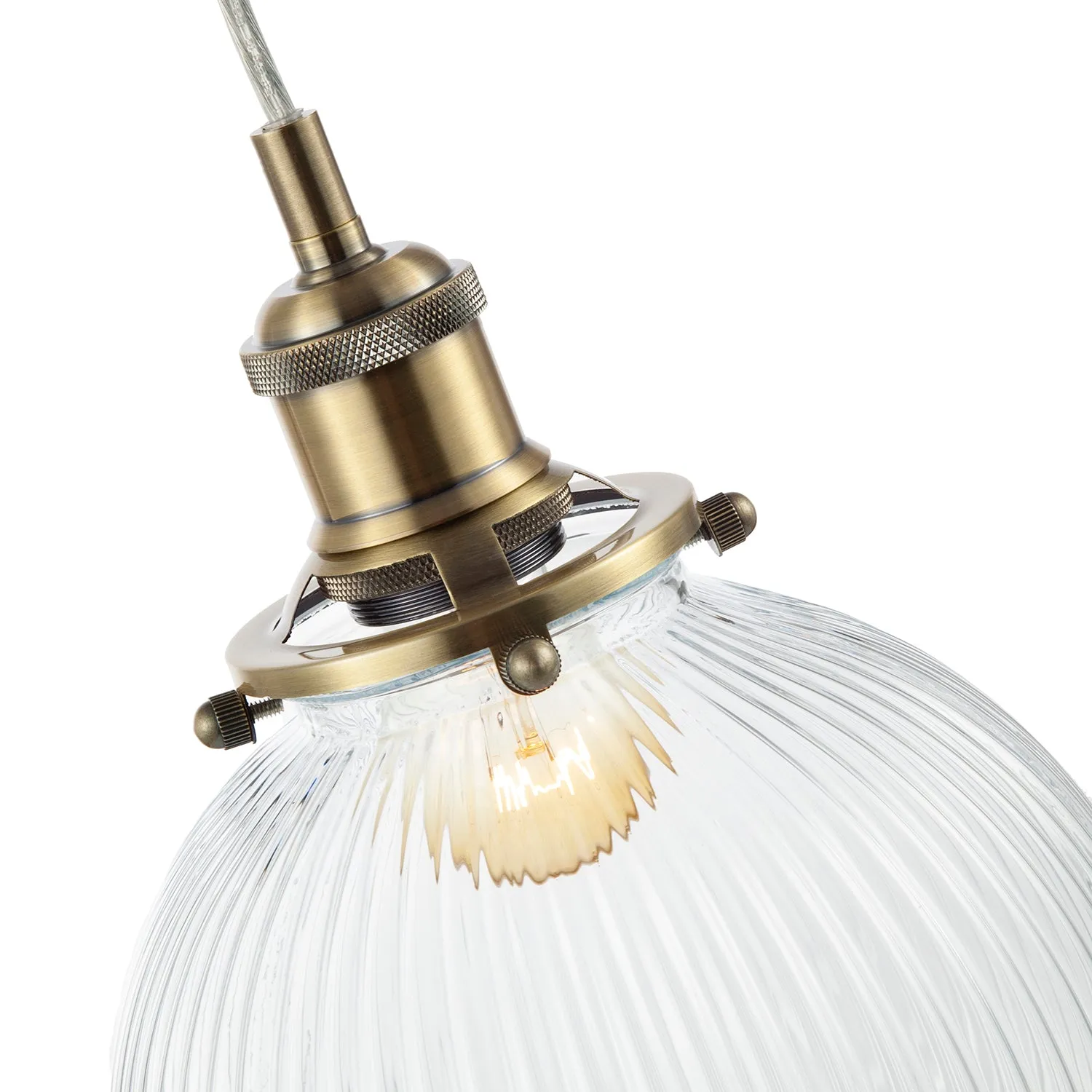 Traditional Vintage Lantern Pendant Light in Antique Brass with Glass Shade