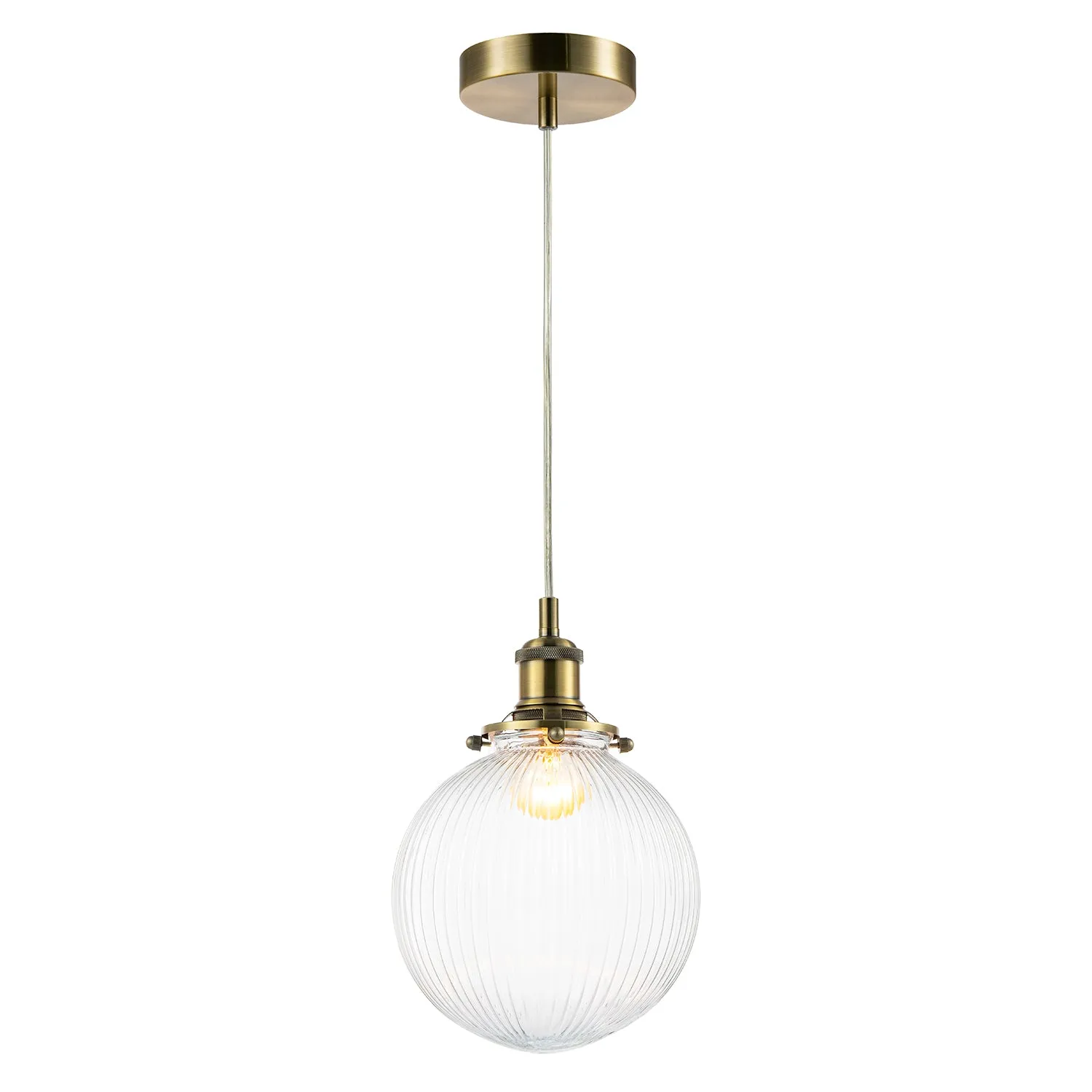 Traditional Vintage Lantern Pendant Light in Antique Brass with Glass Shade
