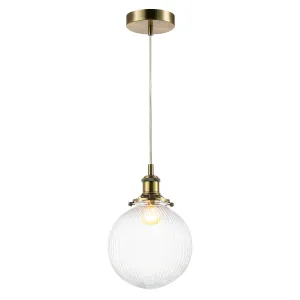 Traditional Vintage Lantern Pendant Light in Antique Brass with Glass Shade
