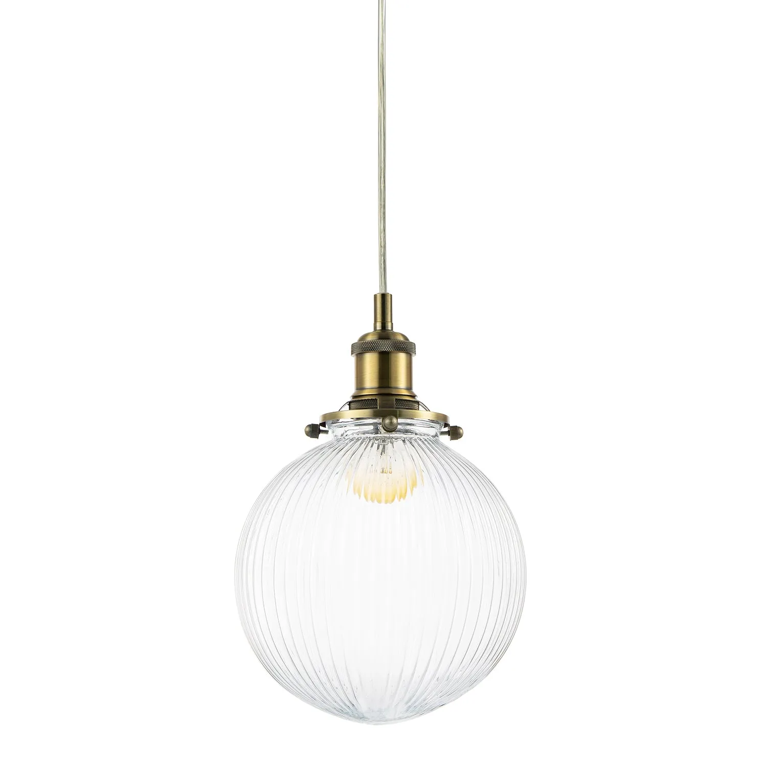 Traditional Vintage Lantern Pendant Light in Antique Brass with Glass Shade