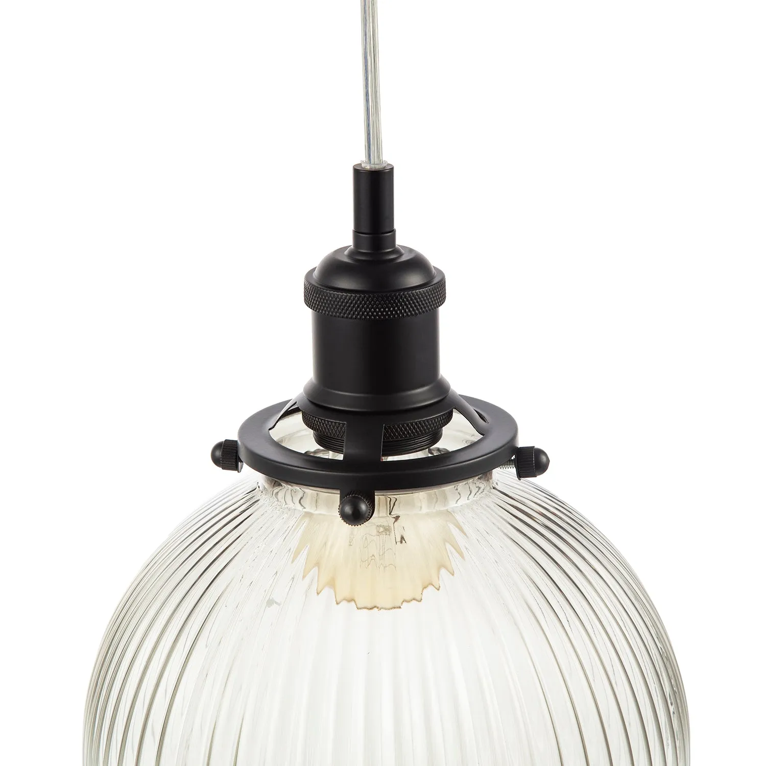 Traditional Vintage Lantern Pendant Light in Matte Black with Glass Shade