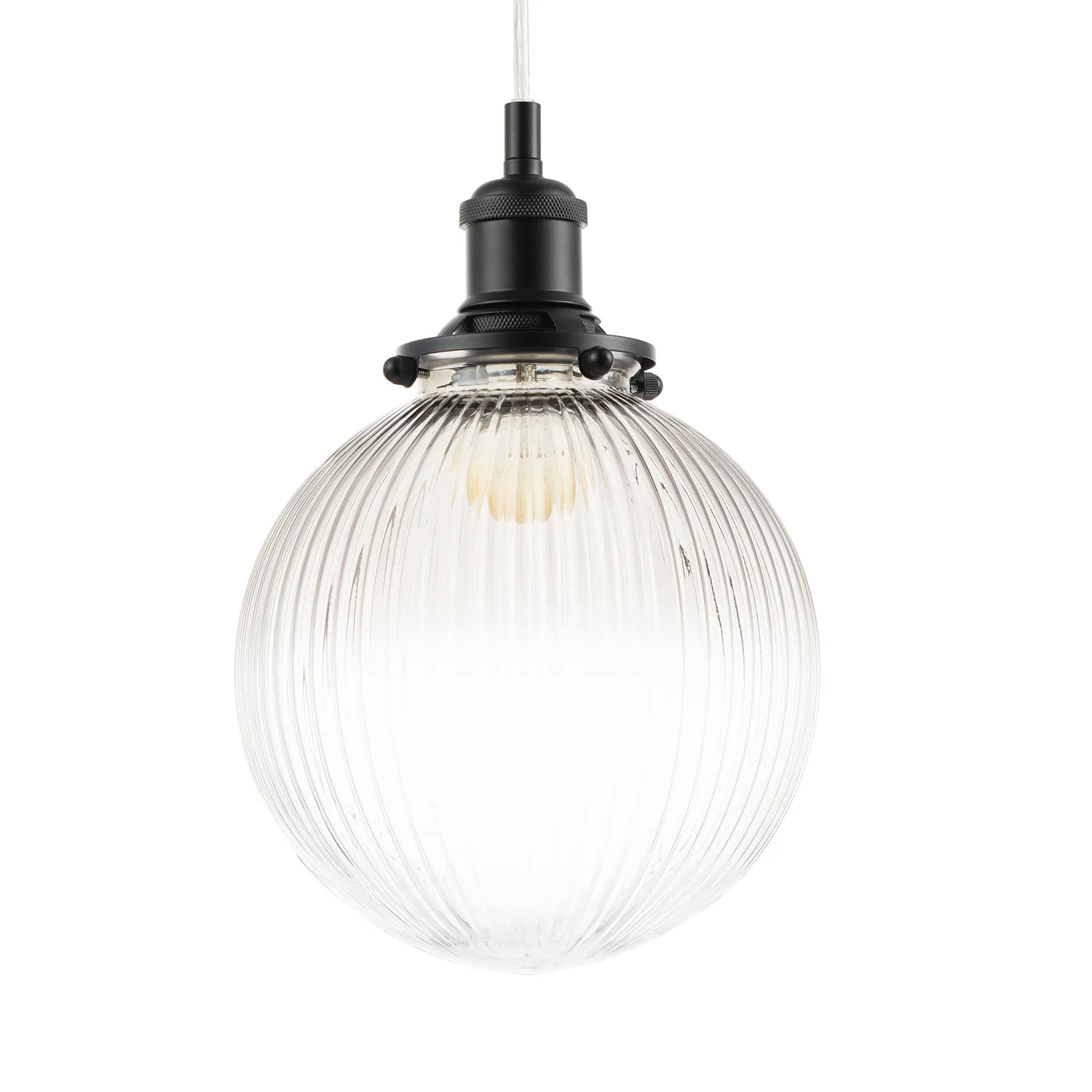 Traditional Vintage Lantern Pendant Light in Matte Black with Glass Shade