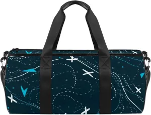 Travel Bag,Mens Gym Bag,Womens Gym Bag,Airplane Line Gray Print,Sports Bag