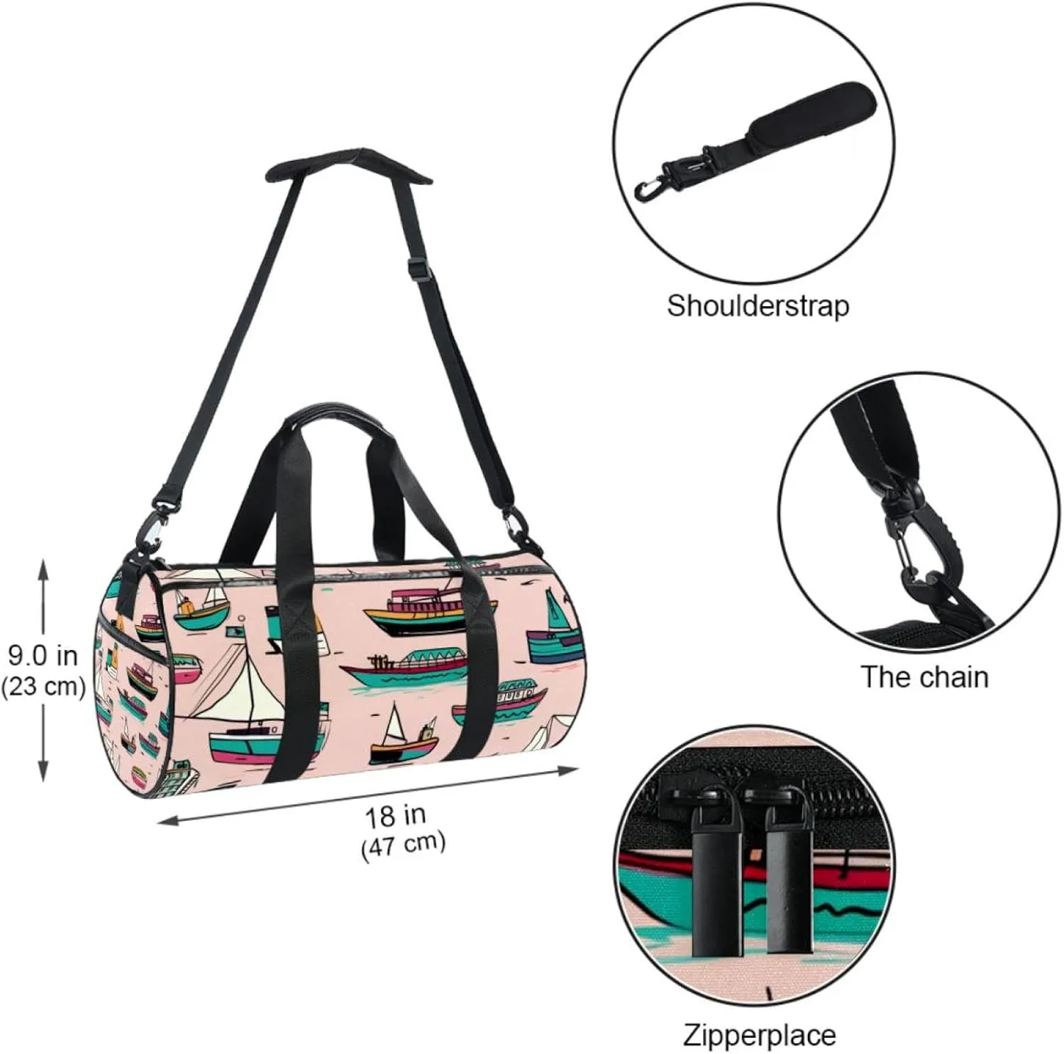 Travel Bag,Mens Gym Bag,Womens Gym Bag,Boats Ships Ocean,Sports Bag