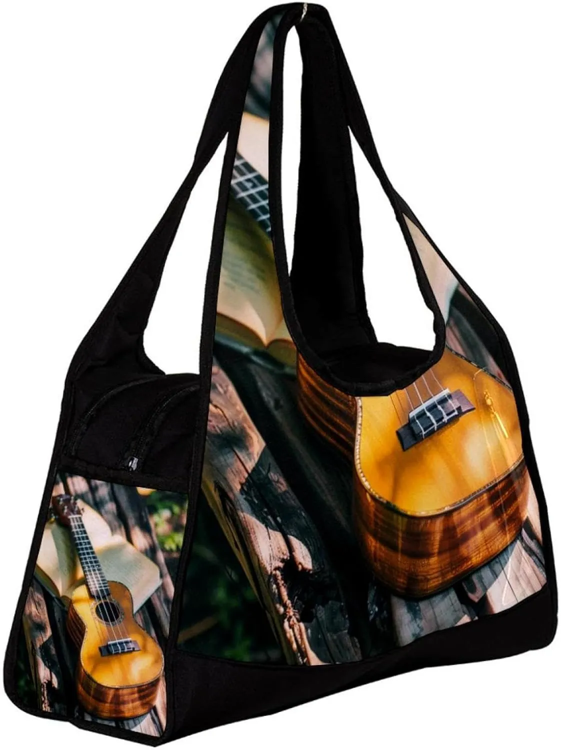 Travel Bag,Mens Gym Bag,Womens Gym Bag,Book Wooden Guitar Sunshine,Sports Bag