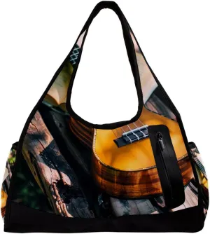 Travel Bag,Mens Gym Bag,Womens Gym Bag,Book Wooden Guitar Sunshine,Sports Bag