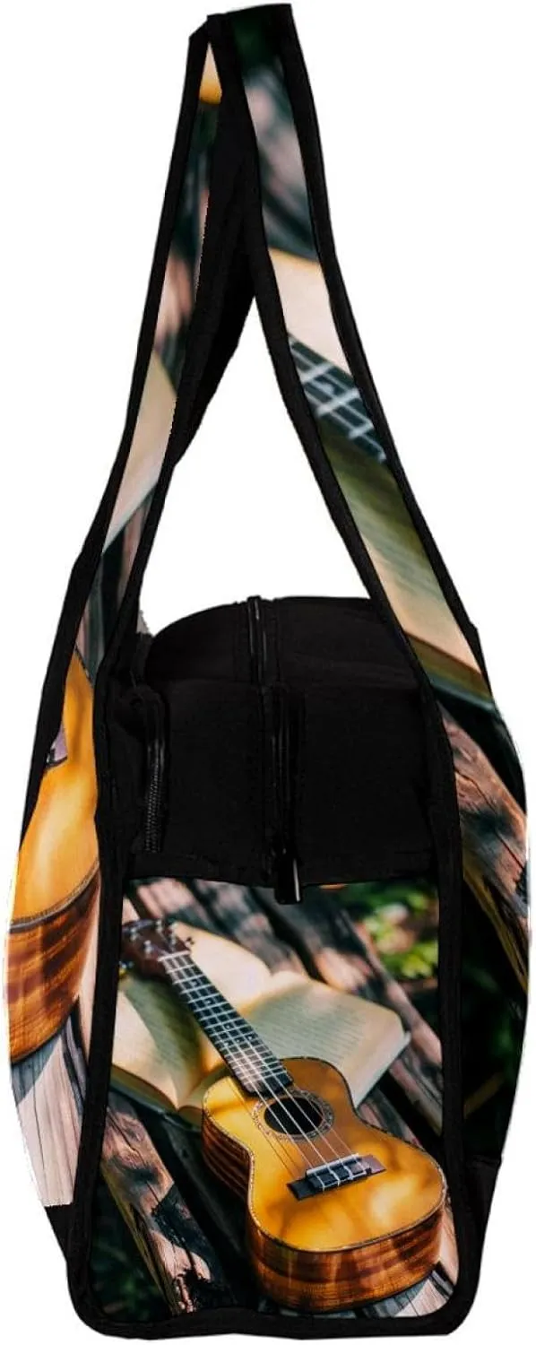 Travel Bag,Mens Gym Bag,Womens Gym Bag,Book Wooden Guitar Sunshine,Sports Bag