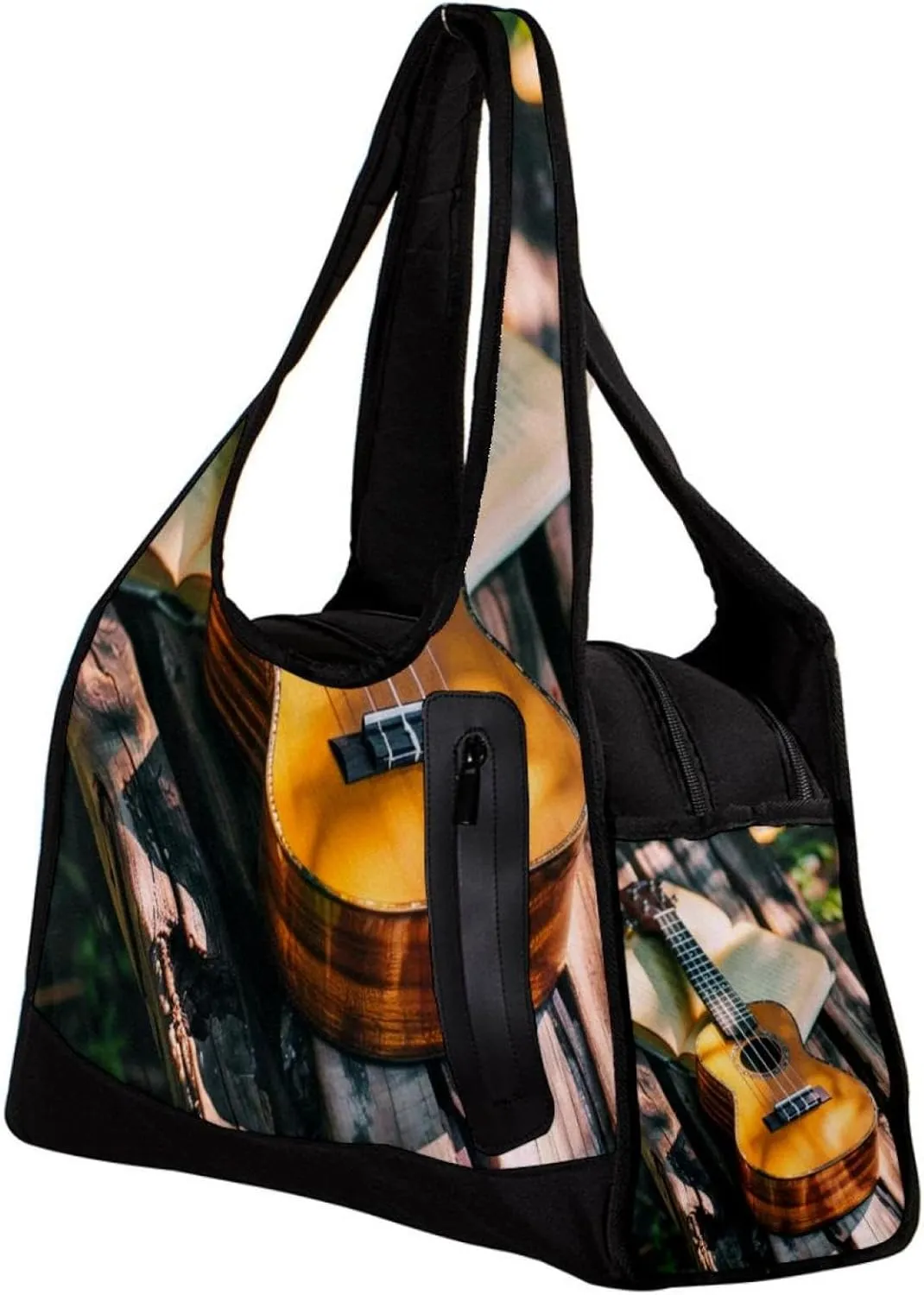 Travel Bag,Mens Gym Bag,Womens Gym Bag,Book Wooden Guitar Sunshine,Sports Bag