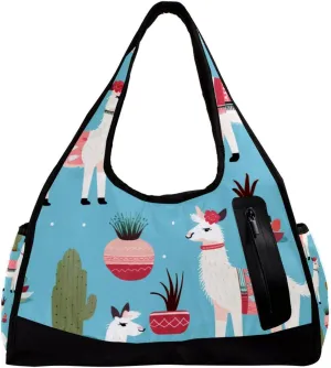 Travel Bag,Mens Gym Bag,Womens Gym Bag,Cactus Plant and Alpaca,Sports Bag