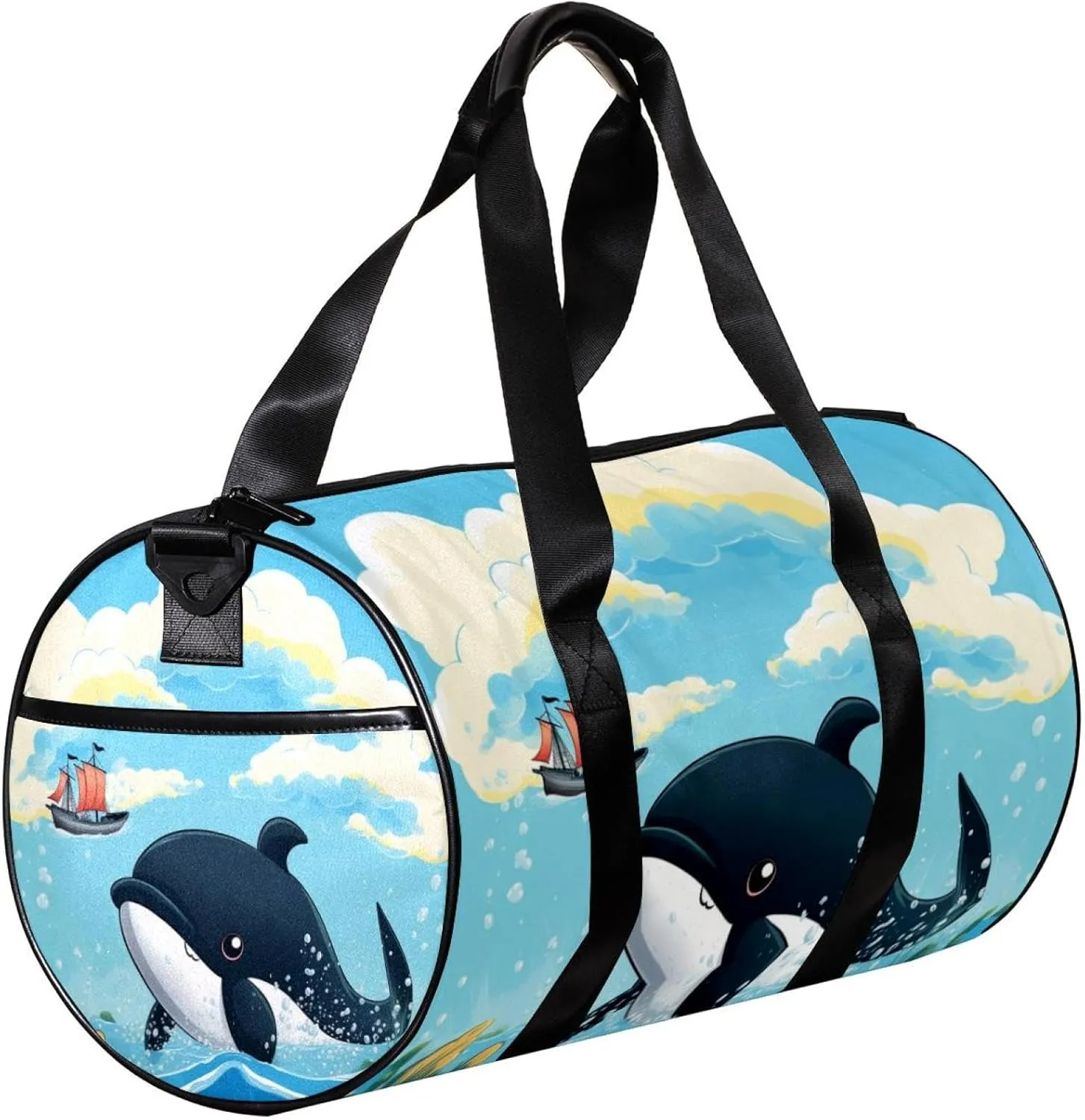 Travel Bag,Mens Gym Bag,Womens Gym Bag,Cartoon Whale Swimming,Sports Bag
