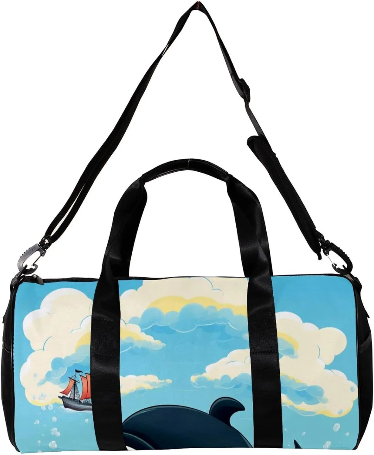 Travel Bag,Mens Gym Bag,Womens Gym Bag,Cartoon Whale Swimming,Sports Bag