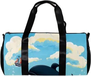 Travel Bag,Mens Gym Bag,Womens Gym Bag,Cartoon Whale Swimming,Sports Bag
