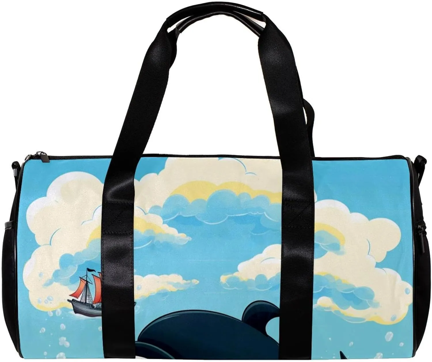 Travel Bag,Mens Gym Bag,Womens Gym Bag,Cartoon Whale Swimming,Sports Bag