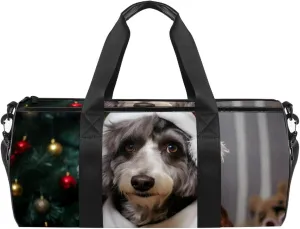 Travel Bag,Mens Gym Bag,Womens Gym Bag,Christmas Puppy Dog,Sports Bag