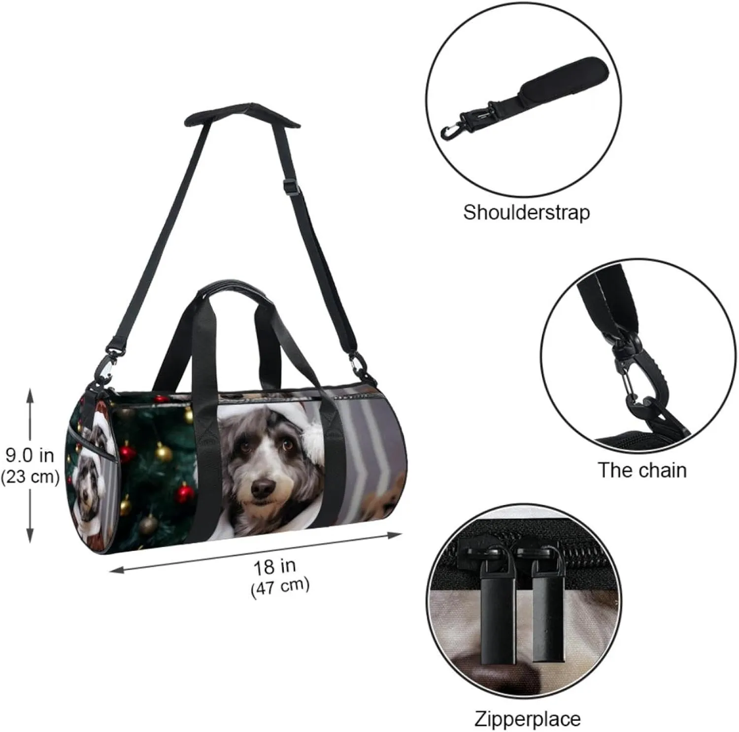 Travel Bag,Mens Gym Bag,Womens Gym Bag,Christmas Puppy Dog,Sports Bag