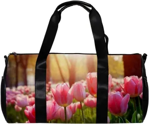 Travel Bag,Mens Gym Bag,Womens Gym Bag,Colorful Tulip Sunlight Flower,Sports Bag
