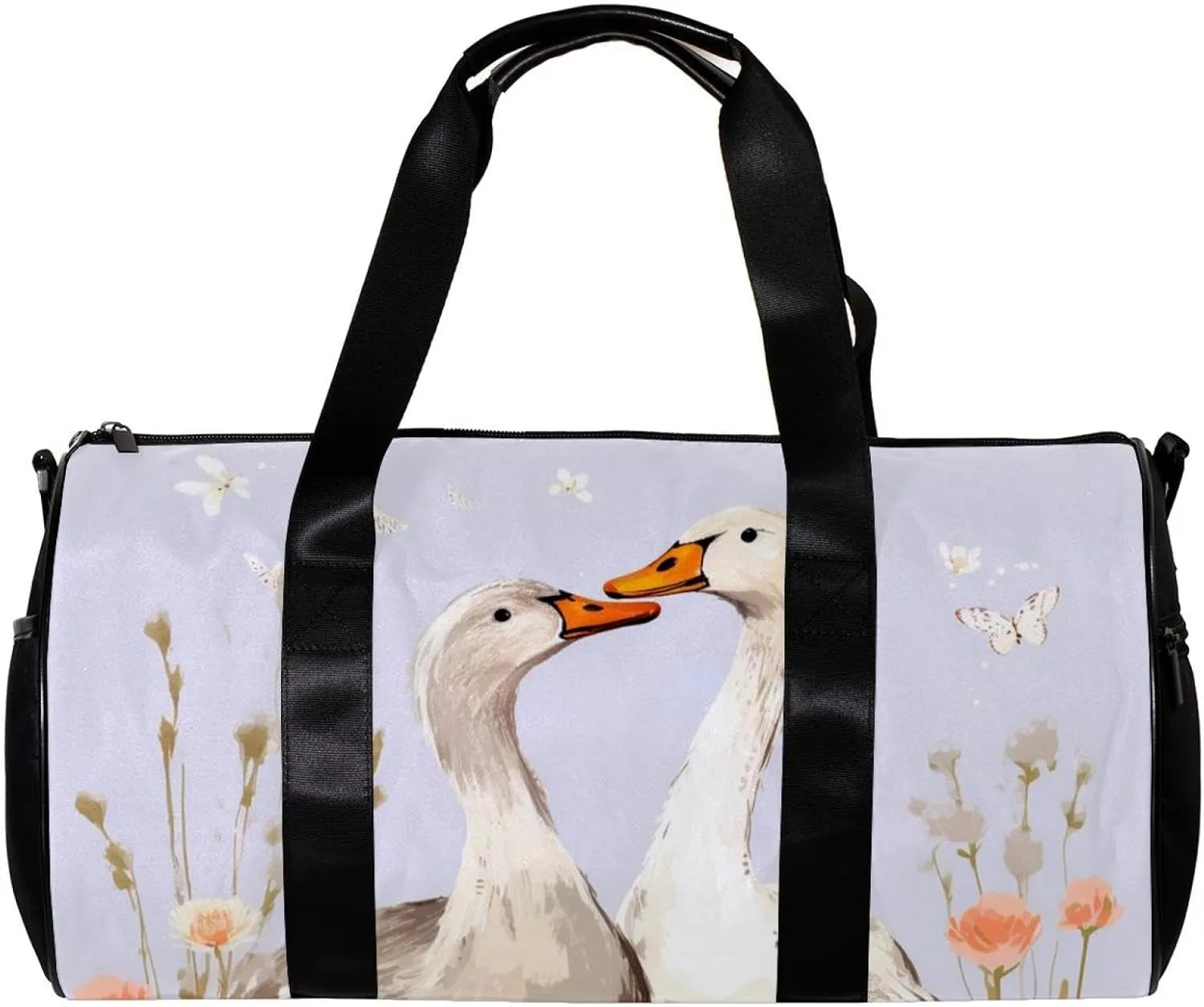 Travel Bag,Mens Gym Bag,Womens Gym Bag,Couple Flower Goose,Sports Bag