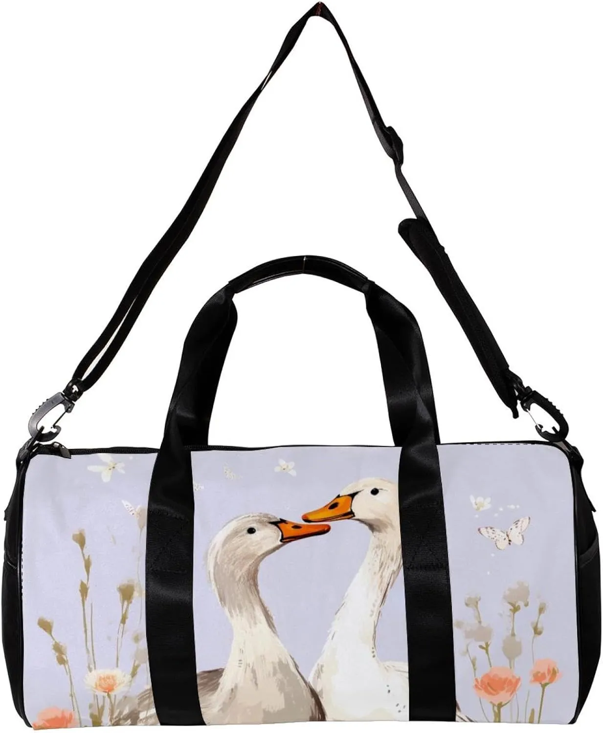 Travel Bag,Mens Gym Bag,Womens Gym Bag,Couple Flower Goose,Sports Bag