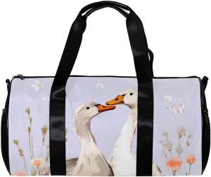 Travel Bag,Mens Gym Bag,Womens Gym Bag,Couple Flower Goose,Sports Bag