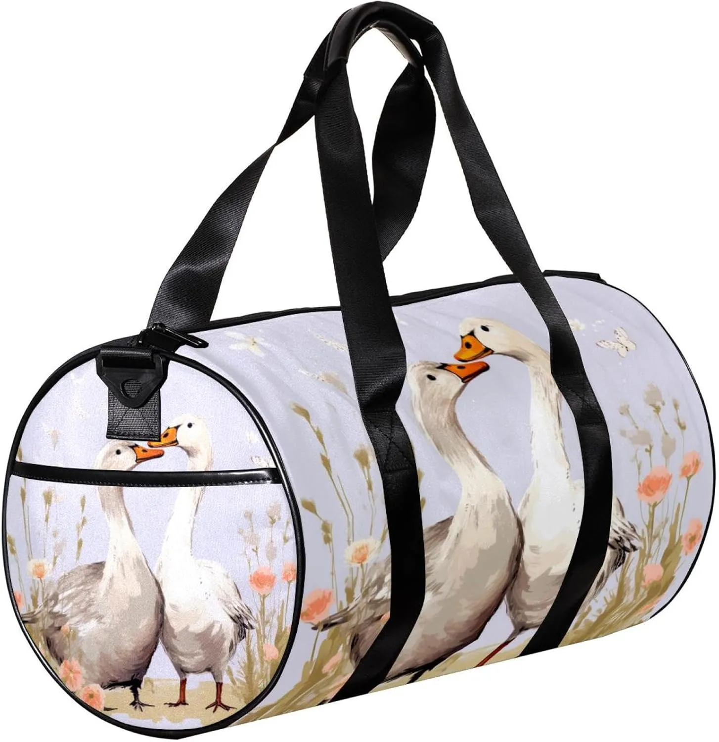 Travel Bag,Mens Gym Bag,Womens Gym Bag,Couple Flower Goose,Sports Bag