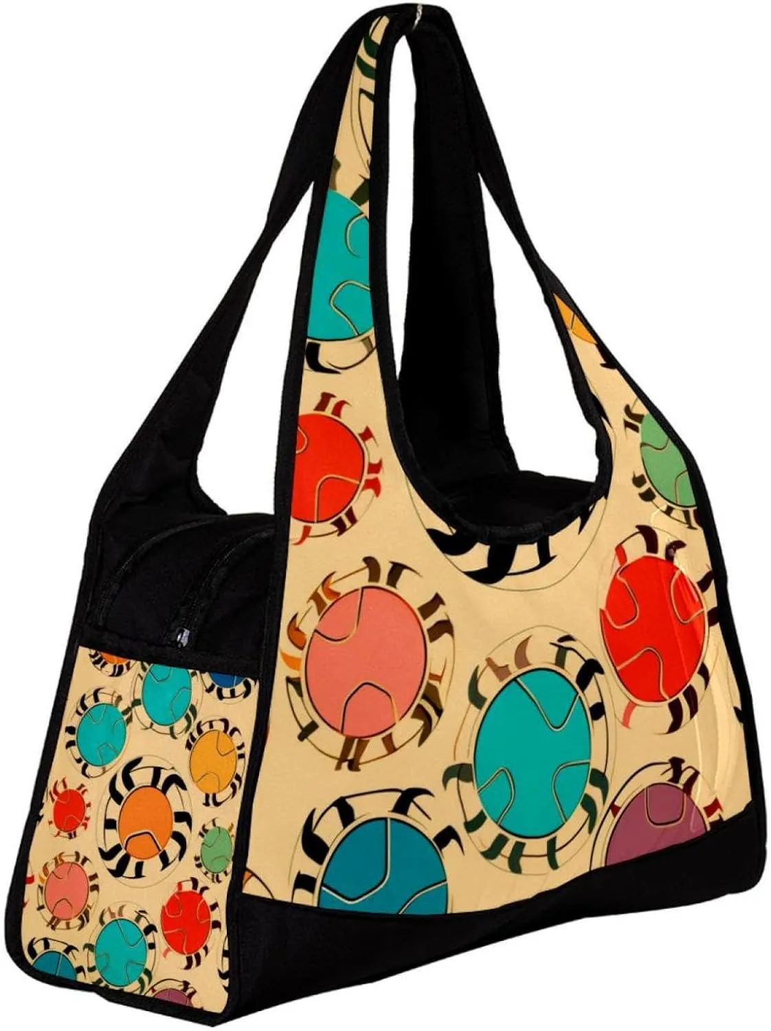 Travel Bag,Mens Gym Bag,Womens Gym Bag,Crabs and Leaf Dots,Sports Bag