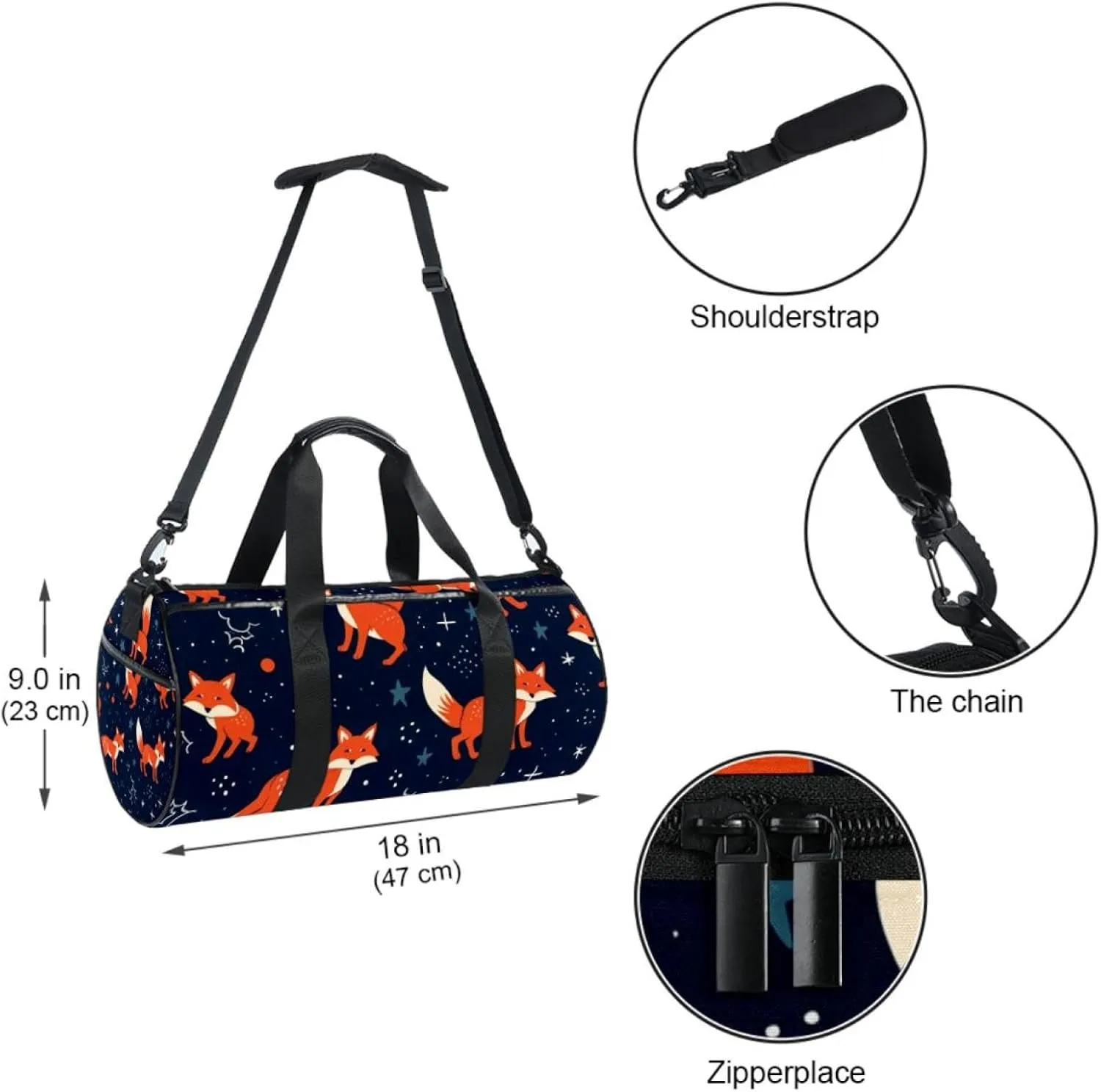 Travel Bag,Mens Gym Bag,Womens Gym Bag,Cute Abstract Fox,Sports Bag